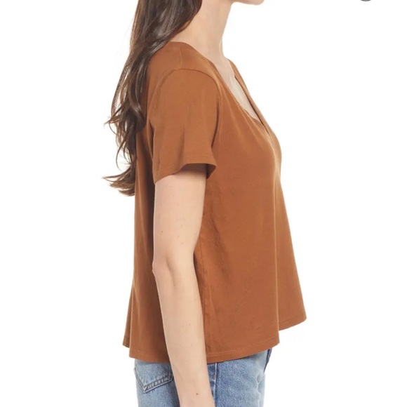 NWT Madewell softfade cotton V-neck tee - fig color Size XS - Picture 5 of 7